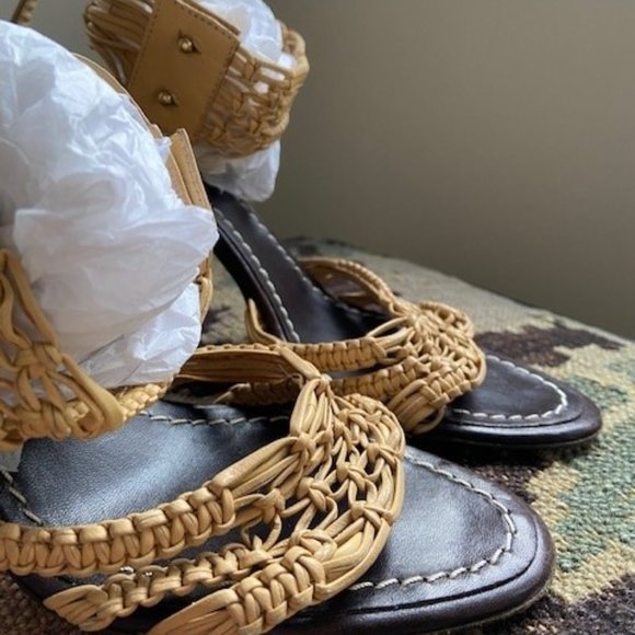 Roberto Cavalli Braided Sandals Desert Sand Color Made in Italy 38 - Picture 2 of 10